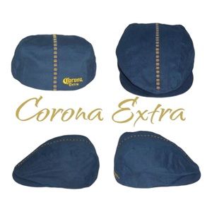 Corona Beer Extra Blue Gold Twill Cotton Newsboy Paperboy Cap Hat - L/XL